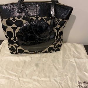 Coach black monogrammed tote